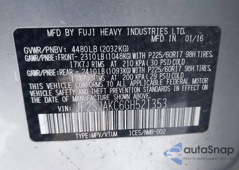 2016 Subaru Forester 2.5I Limited z USA, uszkodzony, nr VIN JF2SJAKC6GH521353